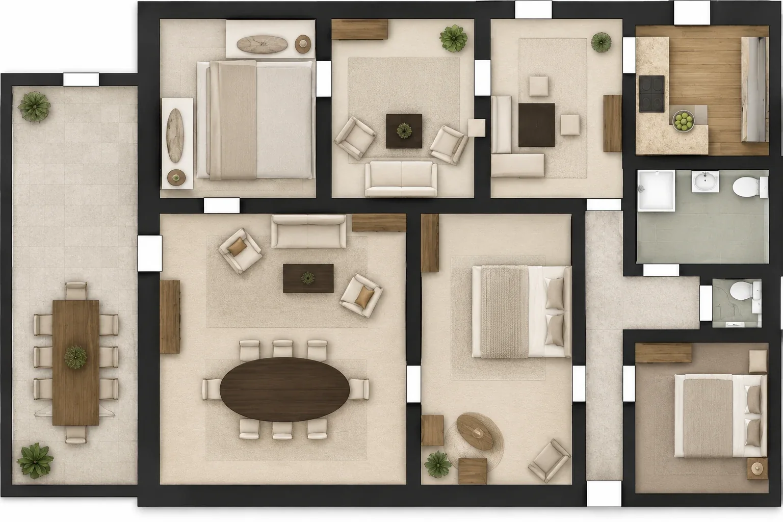 Unbeschrifteter Grundriss von Apartment Classic