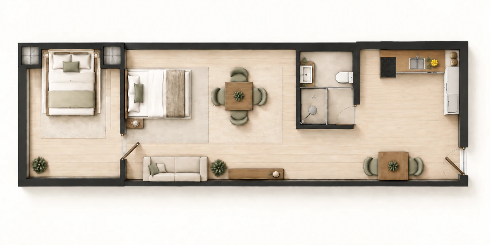 Grundriss der Rooftop-Erweiterung von Apartment Modern